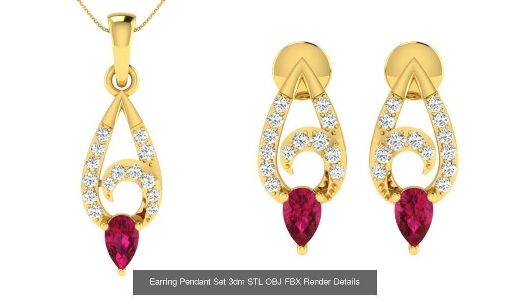 119 Pendant Earring Set 3dm STL OBJ FBX Render Detail Collection _98