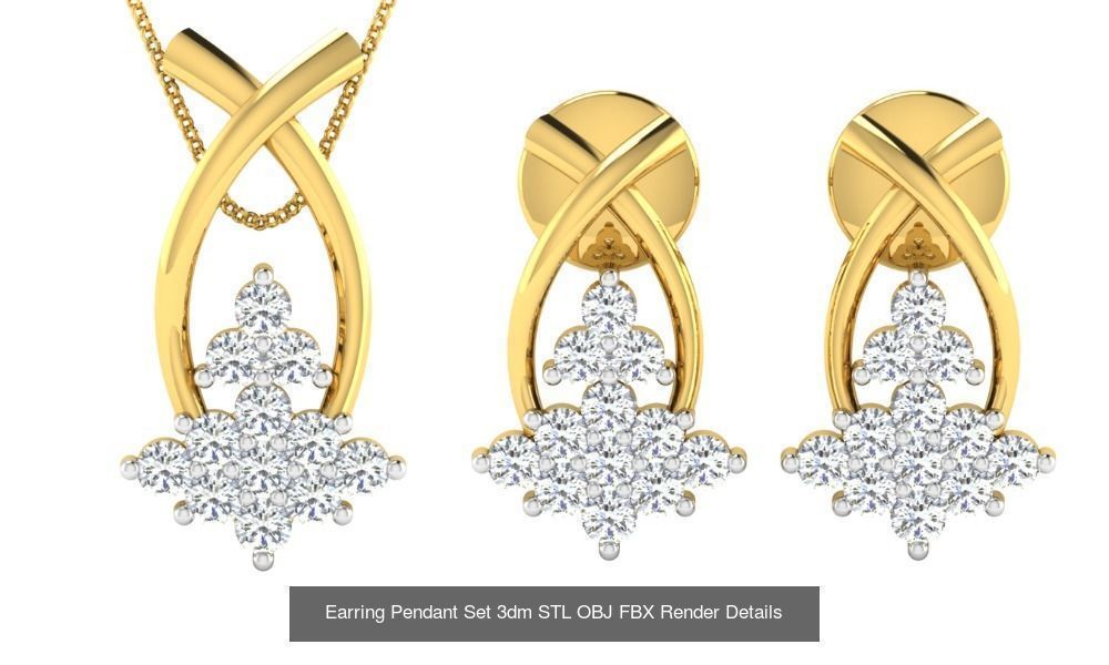 119 Pendant Earring Set 3dm STL OBJ FBX Render Detail Collection _64