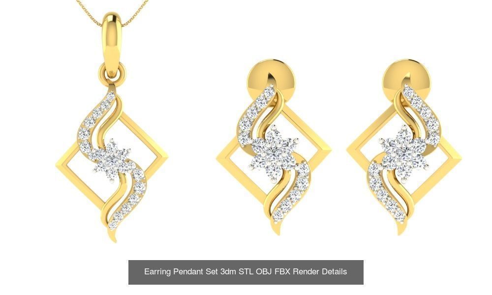 119 Pendant Earring Set 3dm STL OBJ FBX Render Detail Collection _94