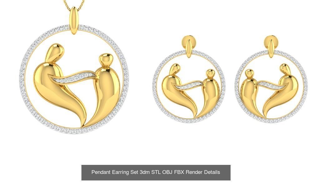 119 Pendant Earring Set 3dm STL OBJ FBX Render Detail Collection _40