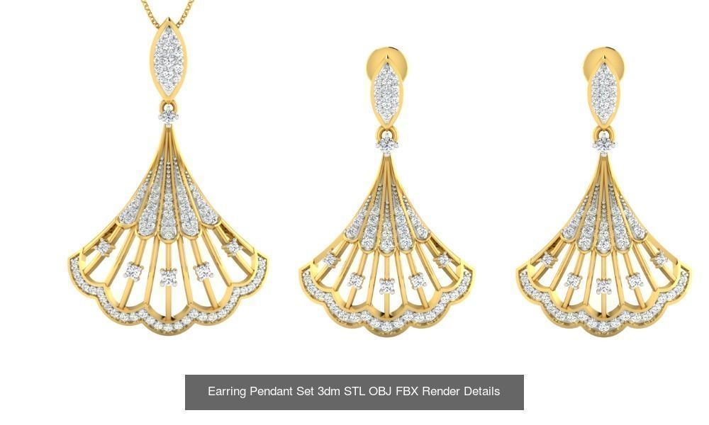 119 Pendant Earring Set 3dm STL OBJ FBX Render Detail Collection _44