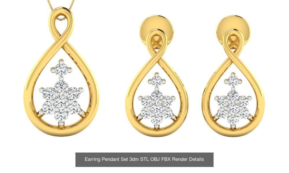 119 Pendant Earring Set 3dm STL OBJ FBX Render Detail Collection _62