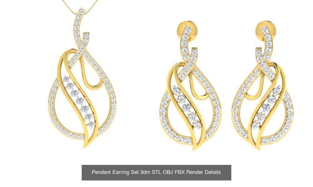 119 Pendant Earring Set 3dm STL OBJ FBX Render Detail Collection _131