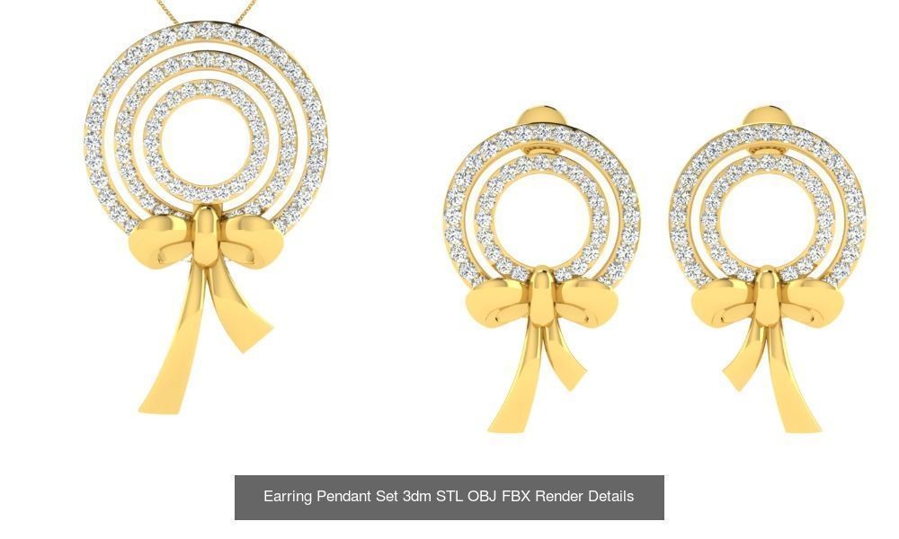 119 Pendant Earring Set 3dm STL OBJ FBX Render Detail Collection _111
