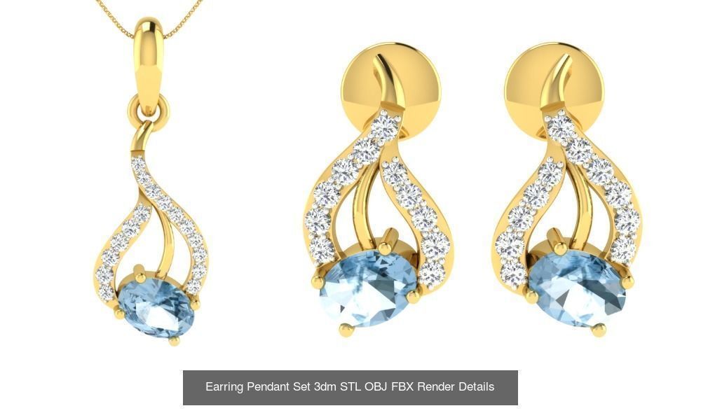 119 Pendant Earring Set 3dm STL OBJ FBX Render Detail Collection _105