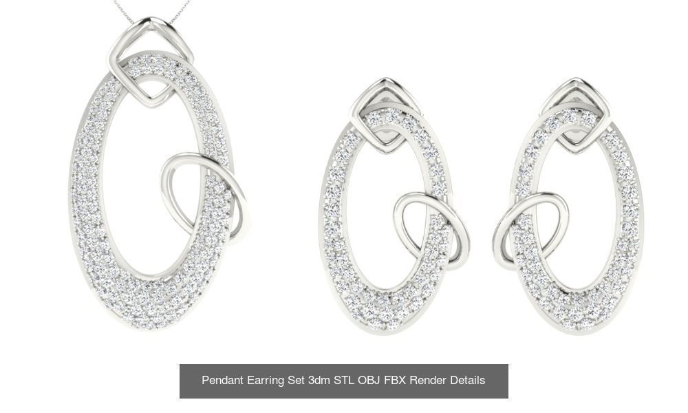 119 Pendant Earring Set 3dm STL OBJ FBX Render Detail Collection _126