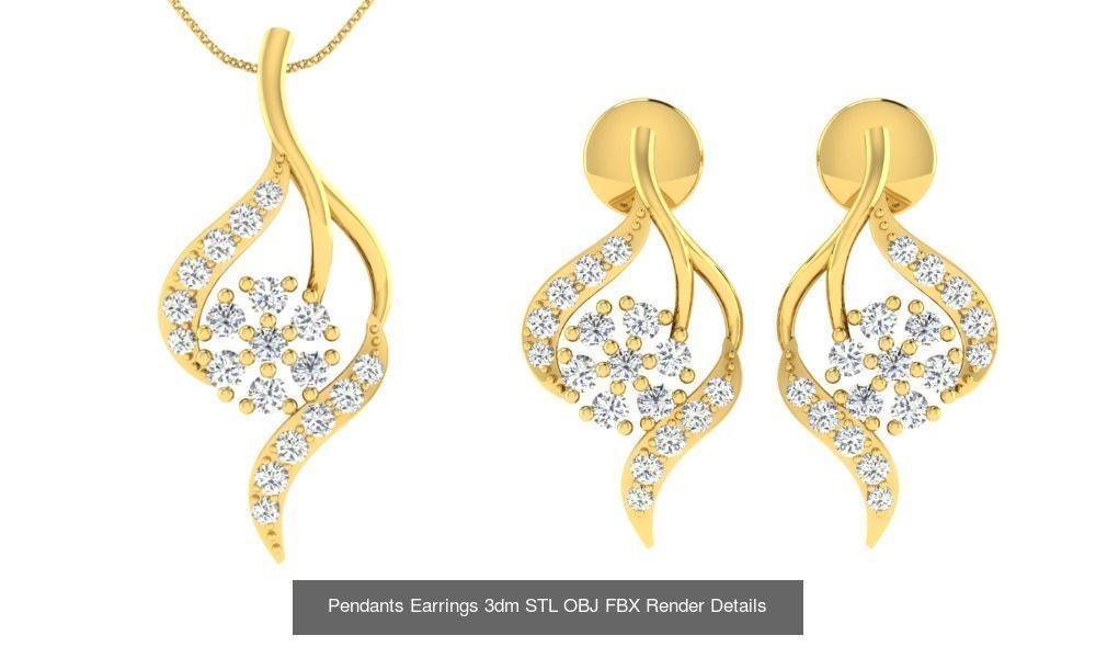 119 Pendant Earring Set 3dm STL OBJ FBX Render Detail Collection _84