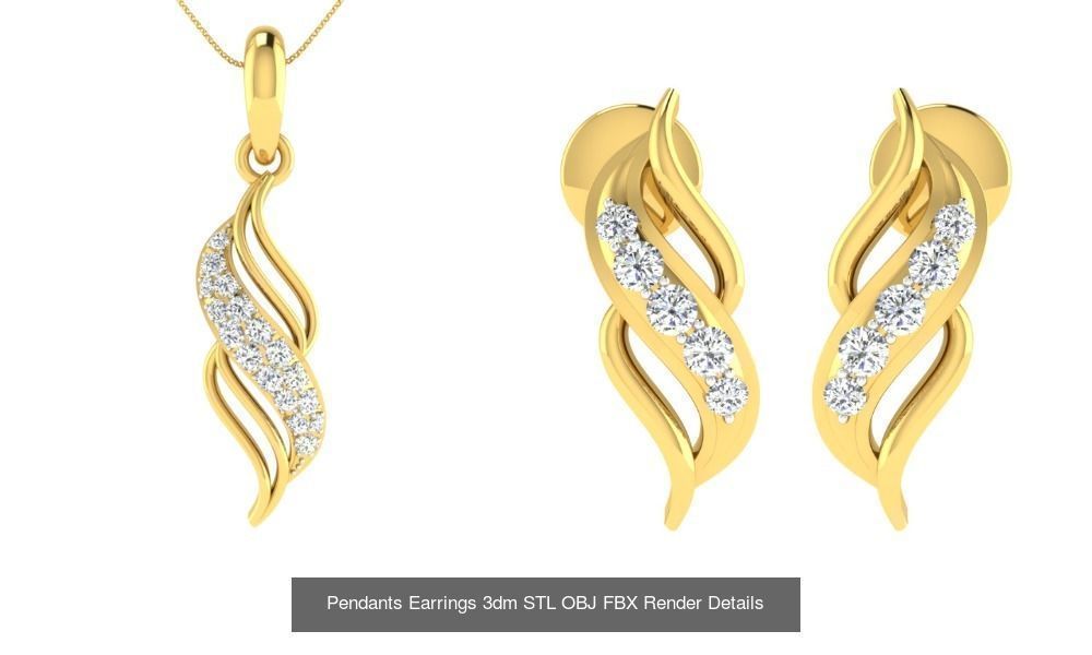 119 Pendant Earring Set 3dm STL OBJ FBX Render Detail Collection _80
