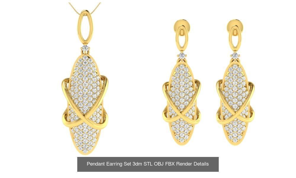 119 Pendant Earring Set 3dm STL OBJ FBX Render Detail Collection _128