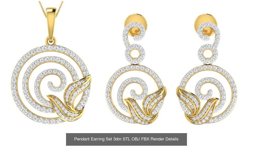 119 Pendant Earring Set 3dm STL OBJ FBX Render Detail Collection _25