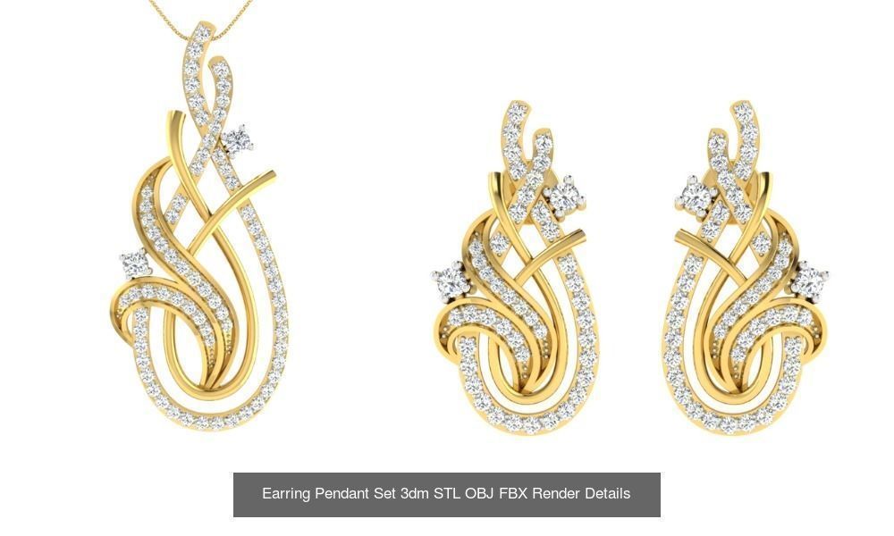 119 Pendant Earring Set 3dm STL OBJ FBX Render Detail Collection _108