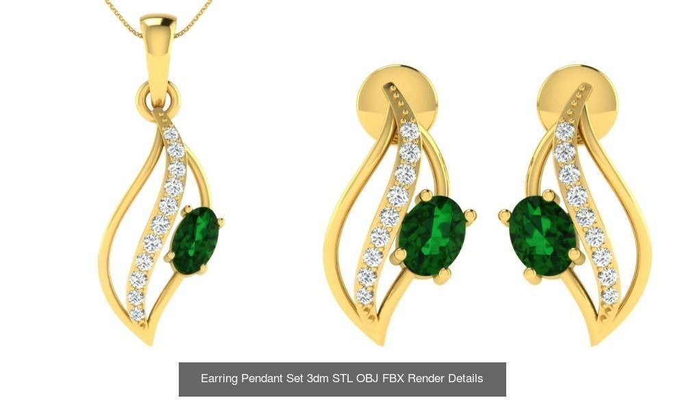 119 Pendant Earring Set 3dm STL OBJ FBX Render Detail Collection _96