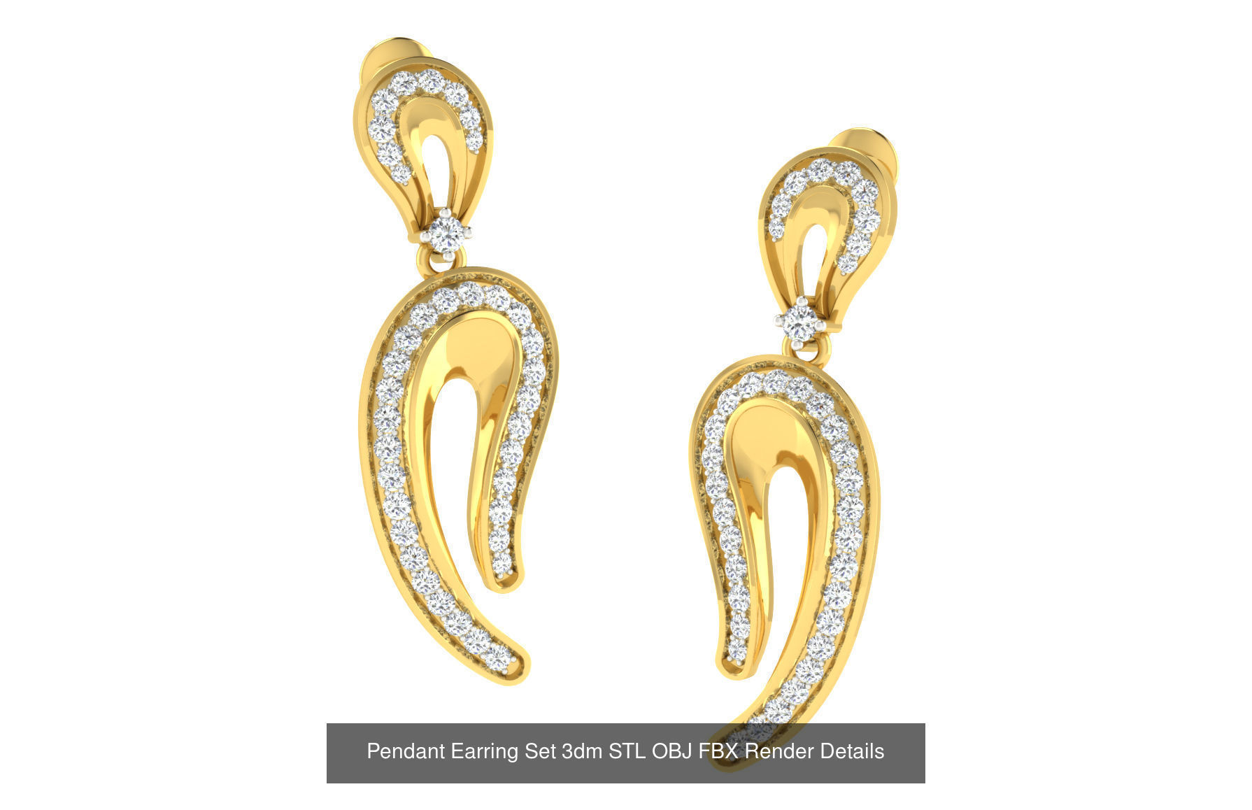 119 Pendant Earring Set 3dm STL OBJ FBX Render Detail Collection _117