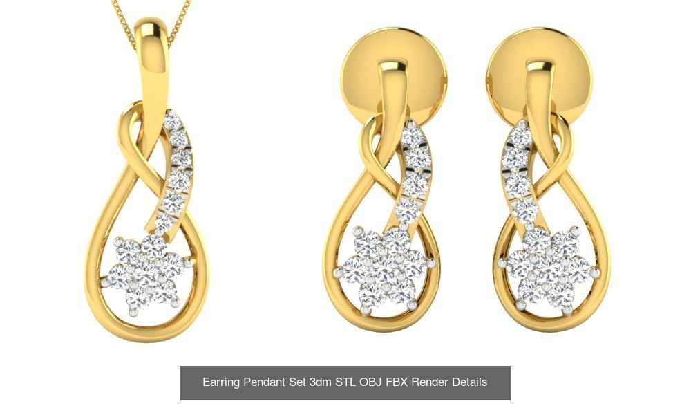 119 Pendant Earring Set 3dm STL OBJ FBX Render Detail Collection _60