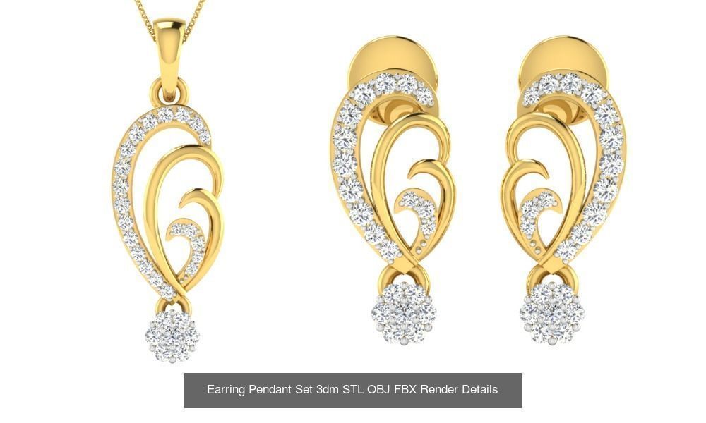 119 Pendant Earring Set 3dm STL OBJ FBX Render Detail Collection _59