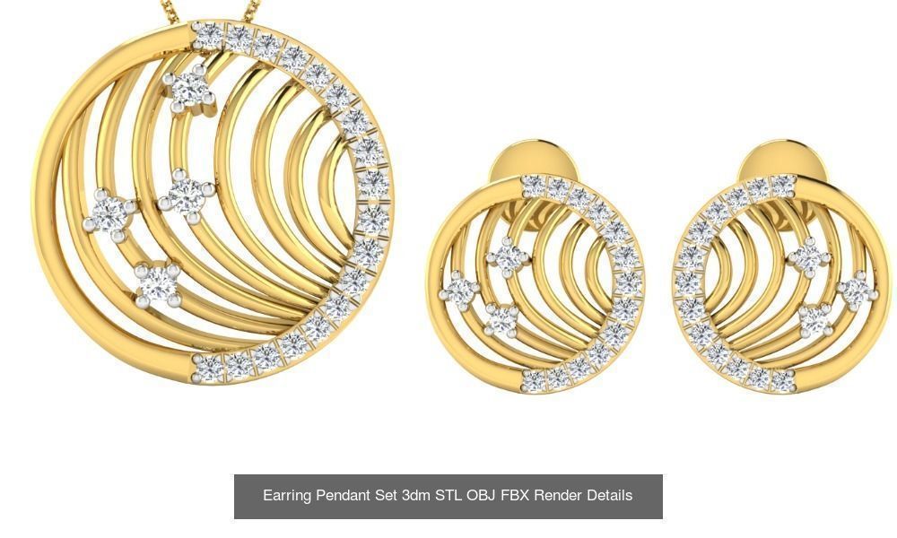 119 Pendant Earring Set 3dm STL OBJ FBX Render Detail Collection _58