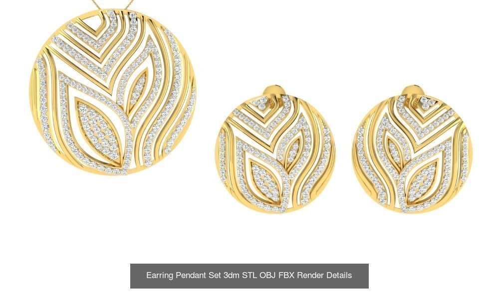 119 Pendant Earring Set 3dm STL OBJ FBX Render Detail Collection _113
