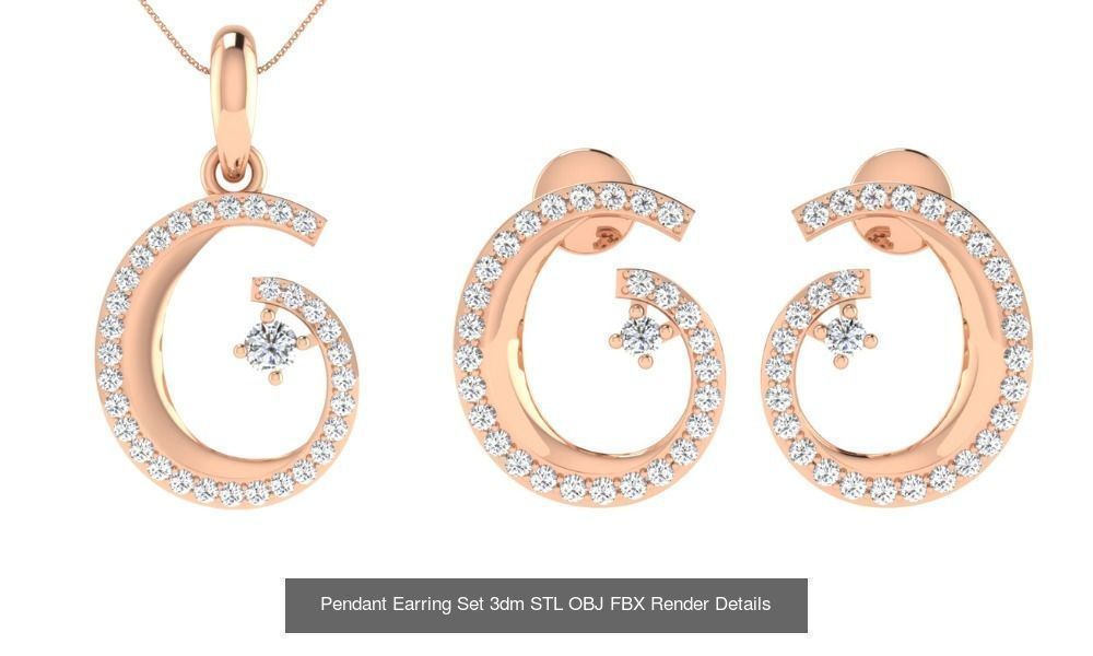 119 Pendant Earring Set 3dm STL OBJ FBX Render Detail Collection _140