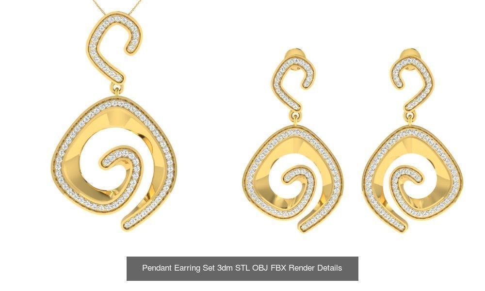 119 Pendant Earring Set 3dm STL OBJ FBX Render Detail Collection _120