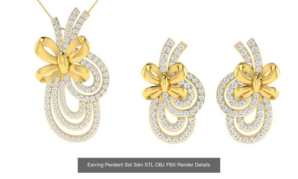 119 Pendant Earring Set 3dm STL OBJ FBX Render Detail Collection _109