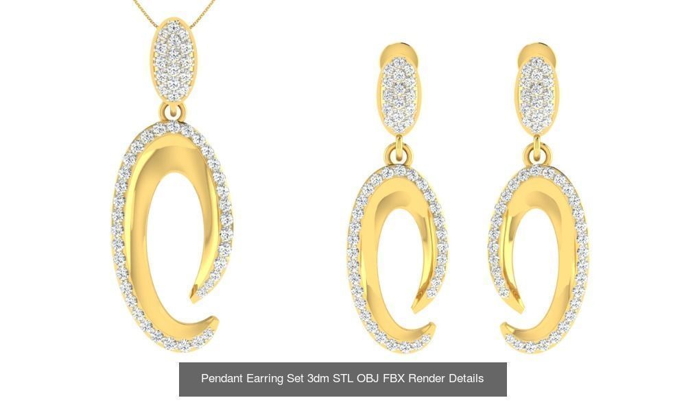 119 Pendant Earring Set 3dm STL OBJ FBX Render Detail Collection _116