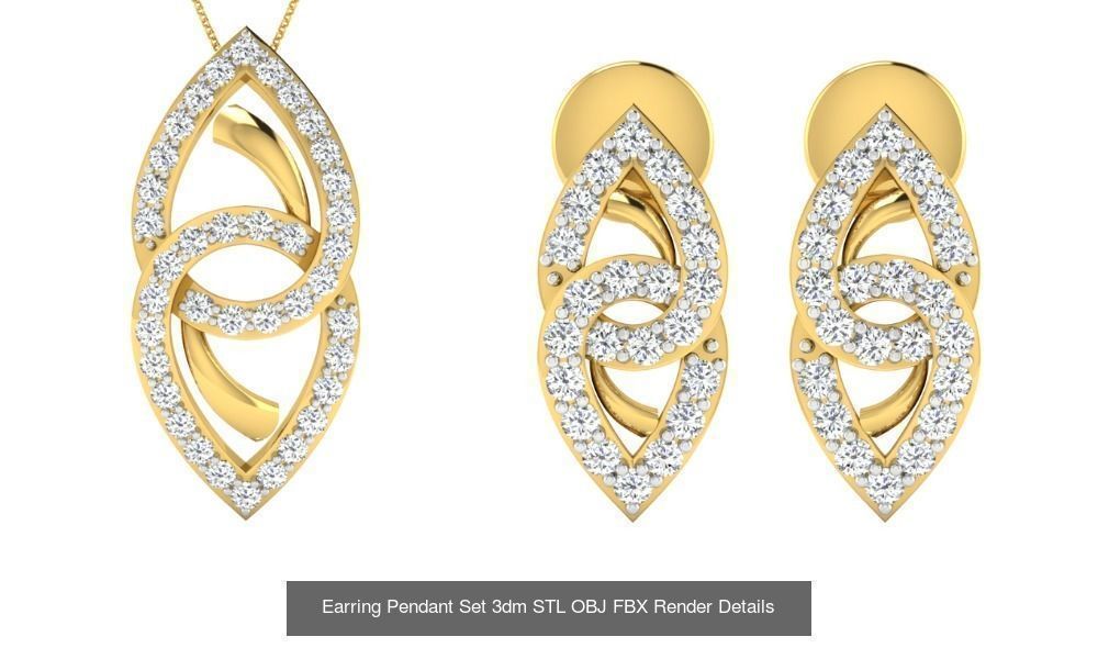 119 Pendant Earring Set 3dm STL OBJ FBX Render Detail Collection _73