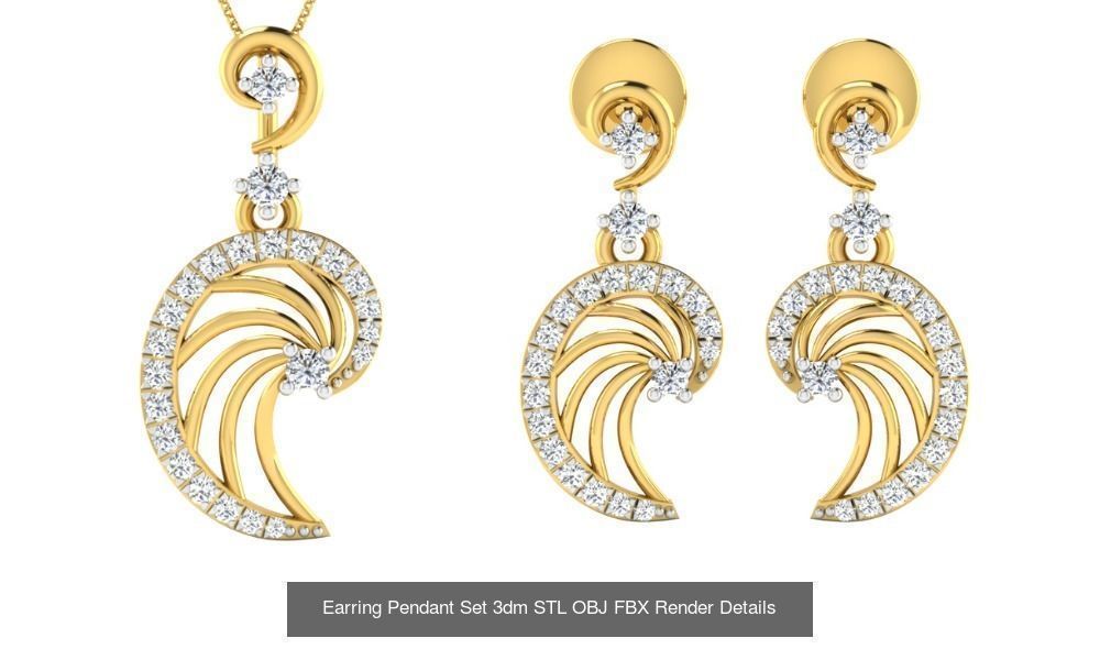 119 Pendant Earring Set 3dm STL OBJ FBX Render Detail Collection _54
