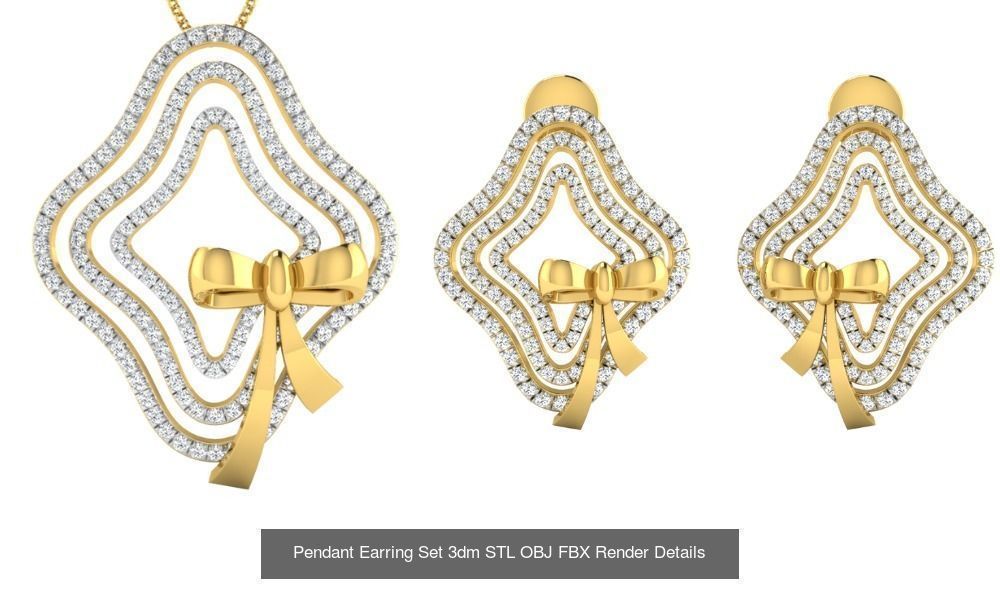 119 Pendant Earring Set 3dm STL OBJ FBX Render Detail Collection _28
