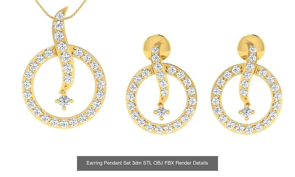 119 Pendant Earring Set 3dm STL OBJ FBX Render Detail Collection _93