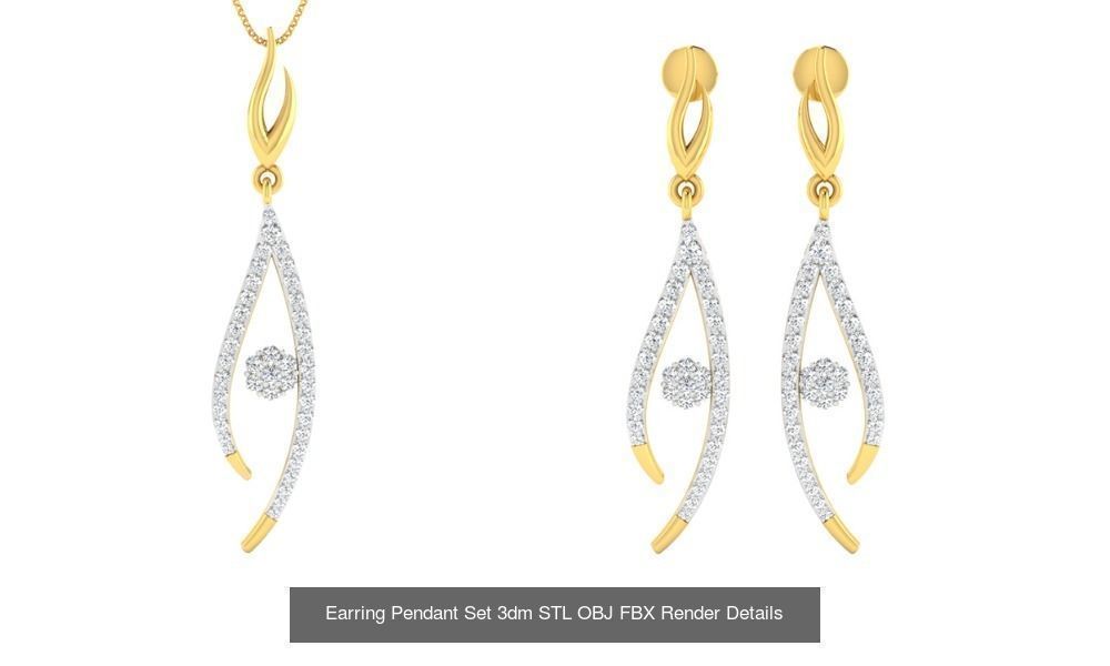 119 Pendant Earring Set 3dm STL OBJ FBX Render Detail Collection _47