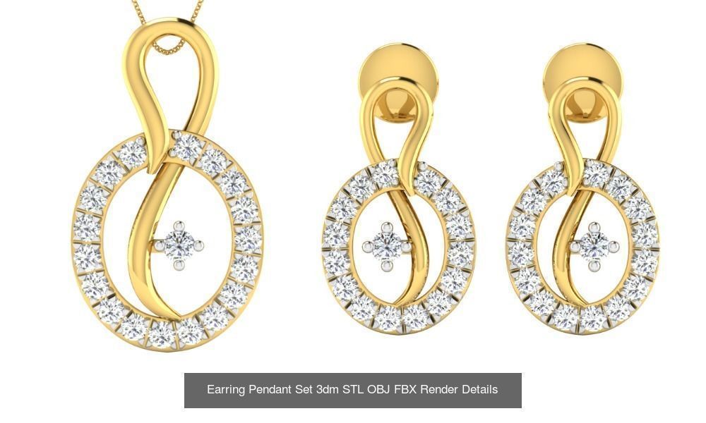 119 Pendant Earring Set 3dm STL OBJ FBX Render Detail Collection _61
