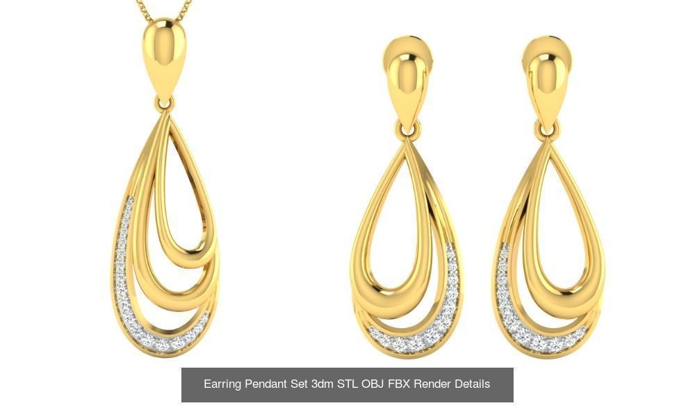 119 Pendant Earring Set 3dm STL OBJ FBX Render Detail Collection _46