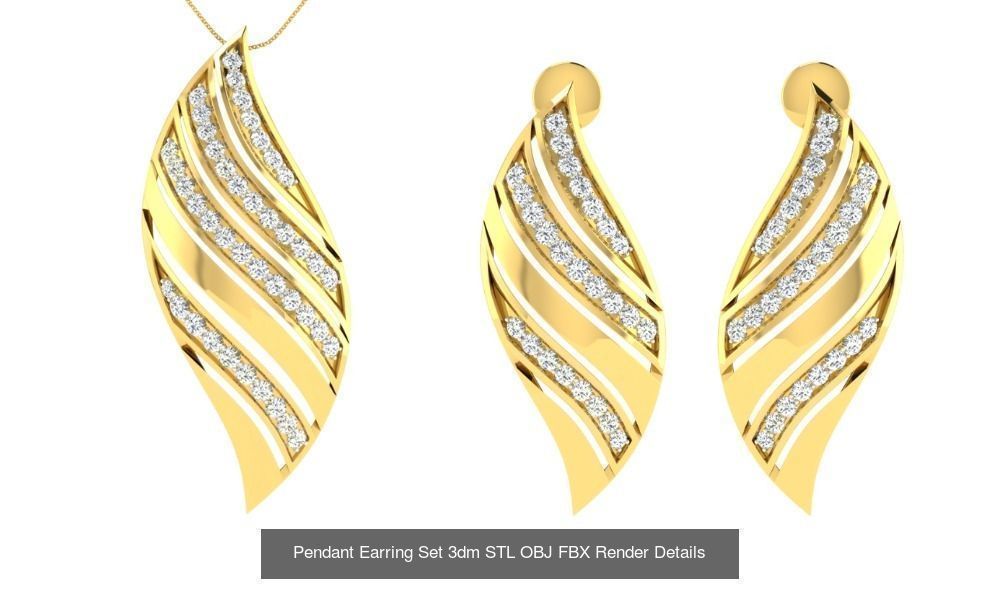 119 Pendant Earring Set 3dm STL OBJ FBX Render Detail Collection _114
