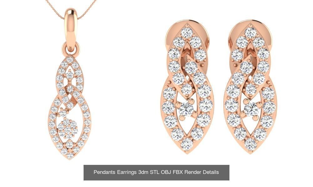 119 Pendant Earring Set 3dm STL OBJ FBX Render Detail Collection _79