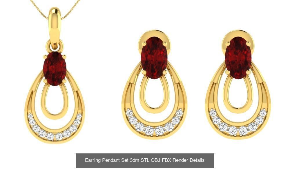 119 Pendant Earring Set 3dm STL OBJ FBX Render Detail Collection _97