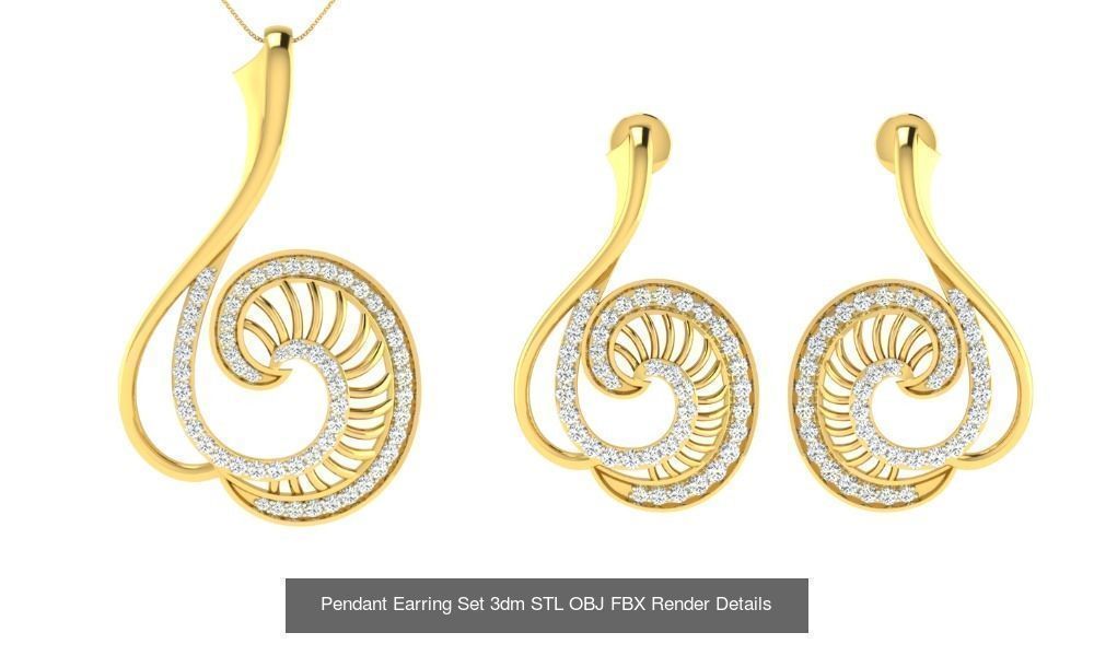 119 Pendant Earring Set 3dm STL OBJ FBX Render Detail Collection _123