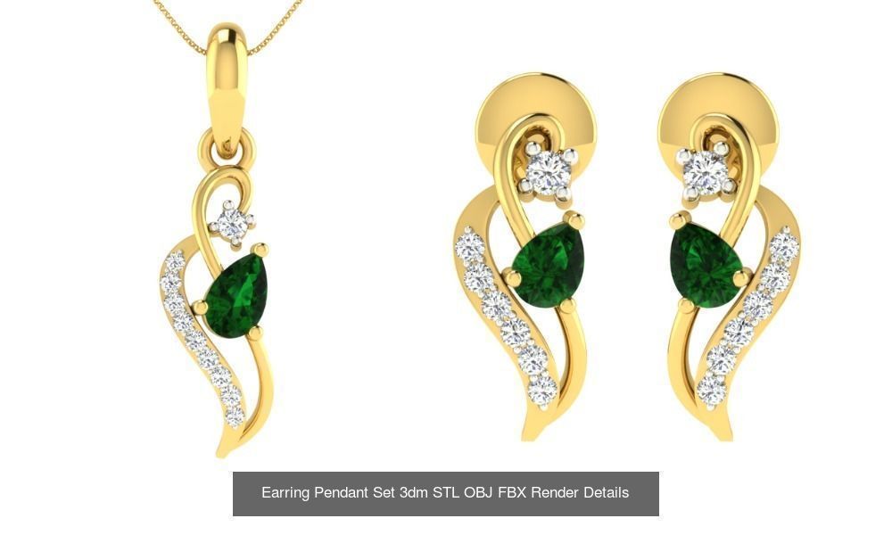 119 Pendant Earring Set 3dm STL OBJ FBX Render Detail Collection _103