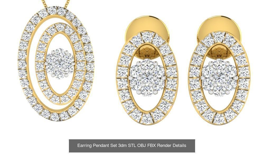 119 Pendant Earring Set 3dm STL OBJ FBX Render Detail Collection _70
