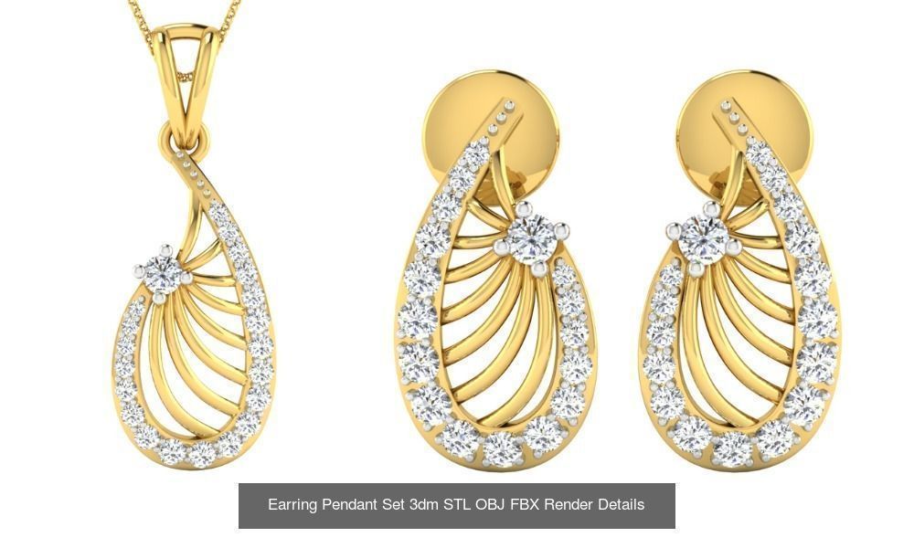 119 Pendant Earring Set 3dm STL OBJ FBX Render Detail Collection _53