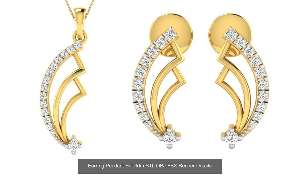 119 Pendant Earring Set 3dm STL OBJ FBX Render Detail Collection _67
