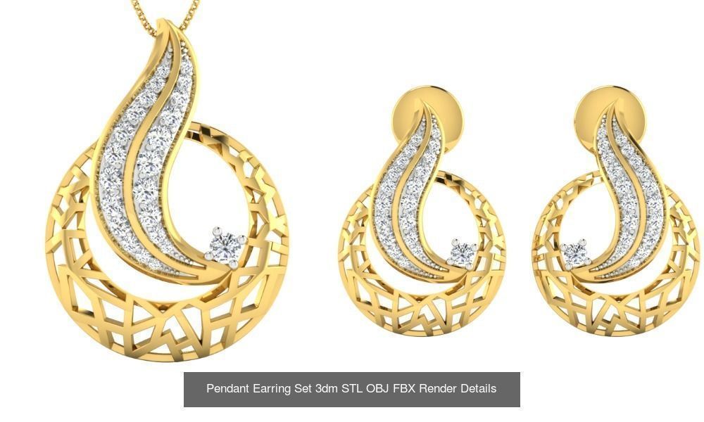 119 Pendant Earring Set 3dm STL OBJ FBX Render Detail Collection _31