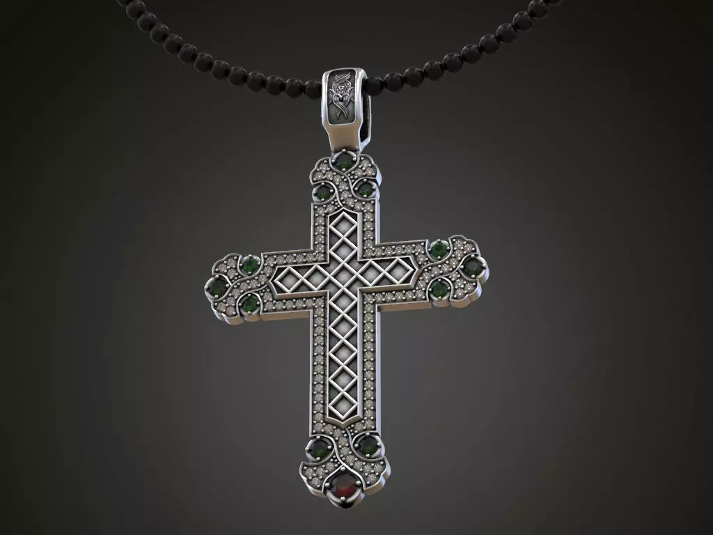 Big cross round gems 3D print model_0