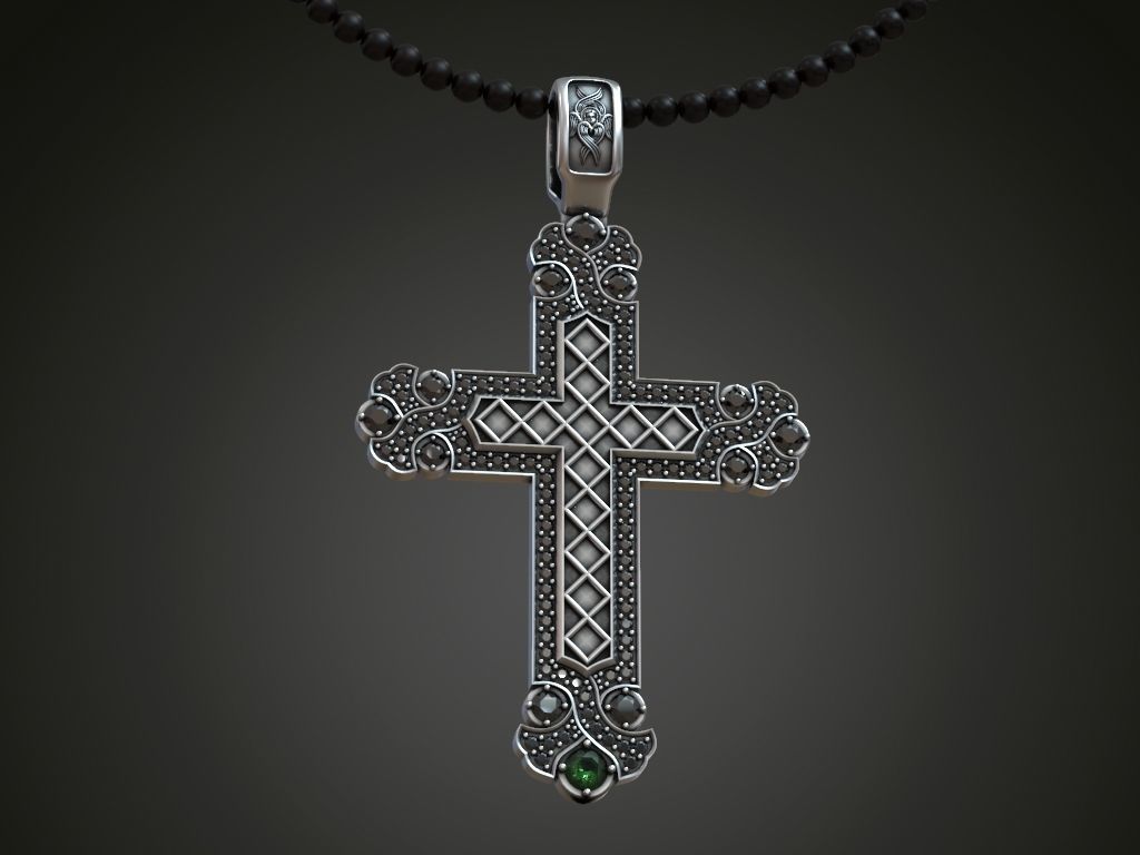 Big cross round gems 3D print model_3