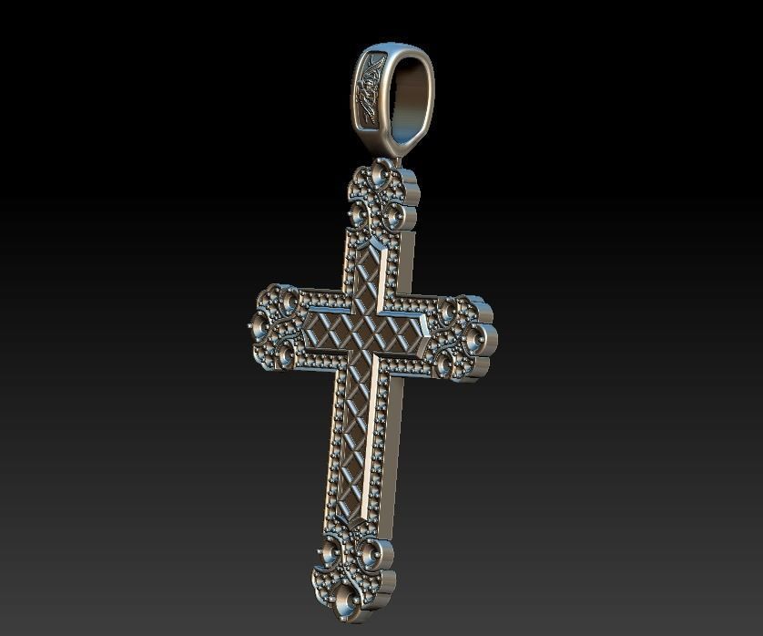 Big cross round gems 3D print model_9