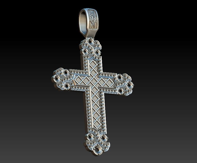 Big cross round gems 3D print model_7