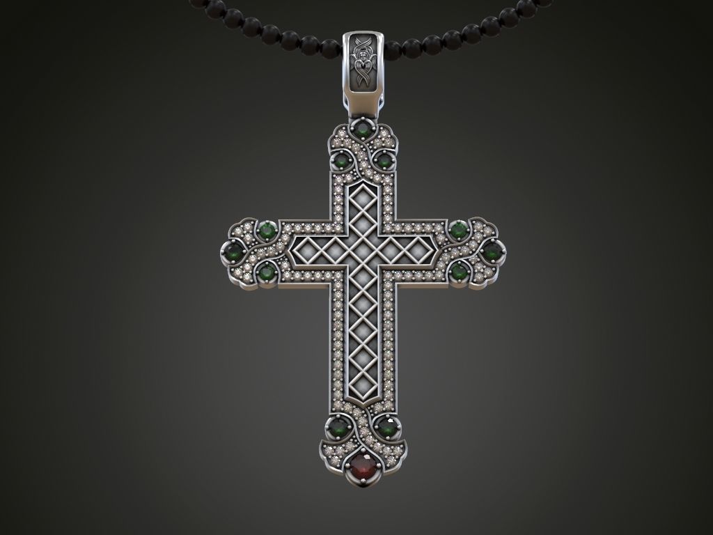 Big cross round gems 3D print model_1