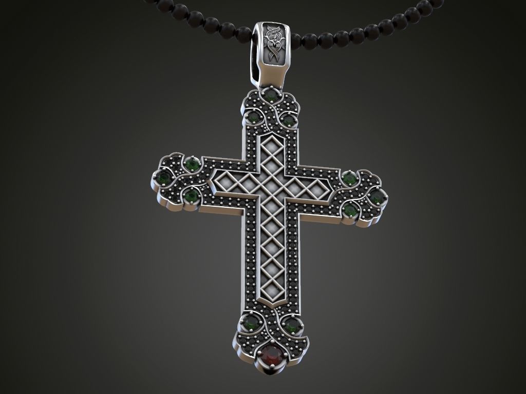 Big cross round gems 3D print model_2
