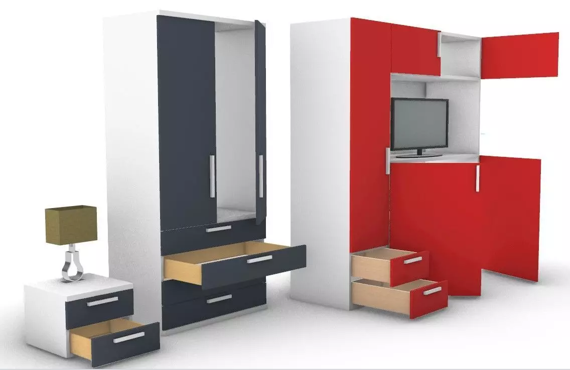 Armadi e comodino 3D model_0