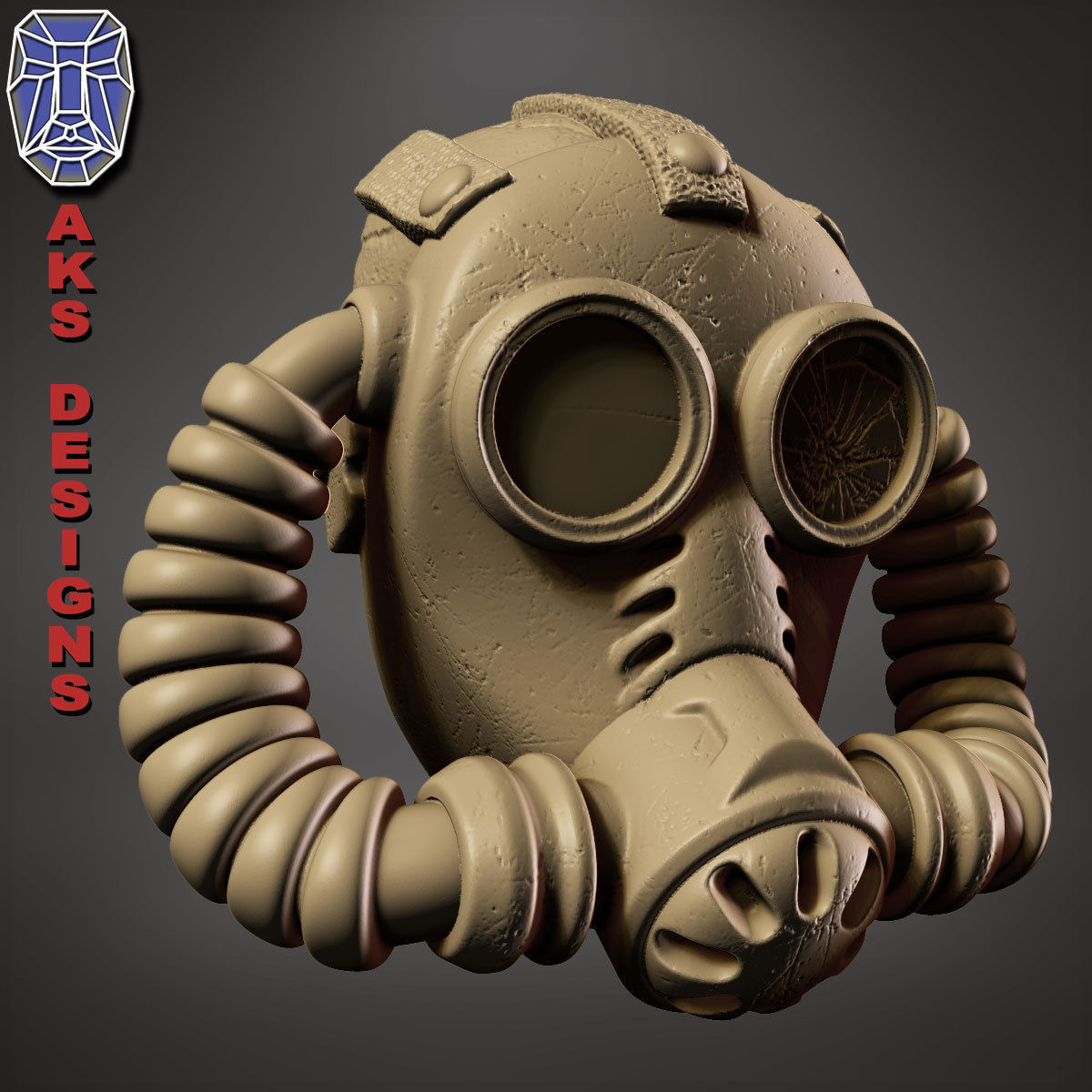 Gas mask respirator v1 Bas relief 3D print model_6