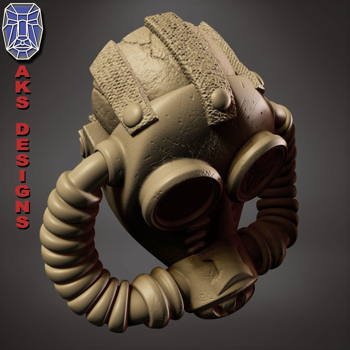 Gas mask respirator v1 Bas relief 3D print model_7